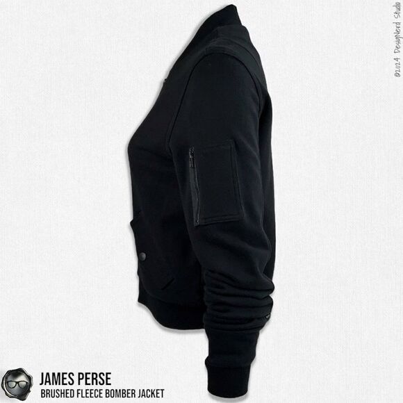 JAMES PERSE BRUSHED FLEECE BOMBER JACKET IN BLACK WOMEN’S SIZE 4 / XL COTTON - Picture 10 of 16